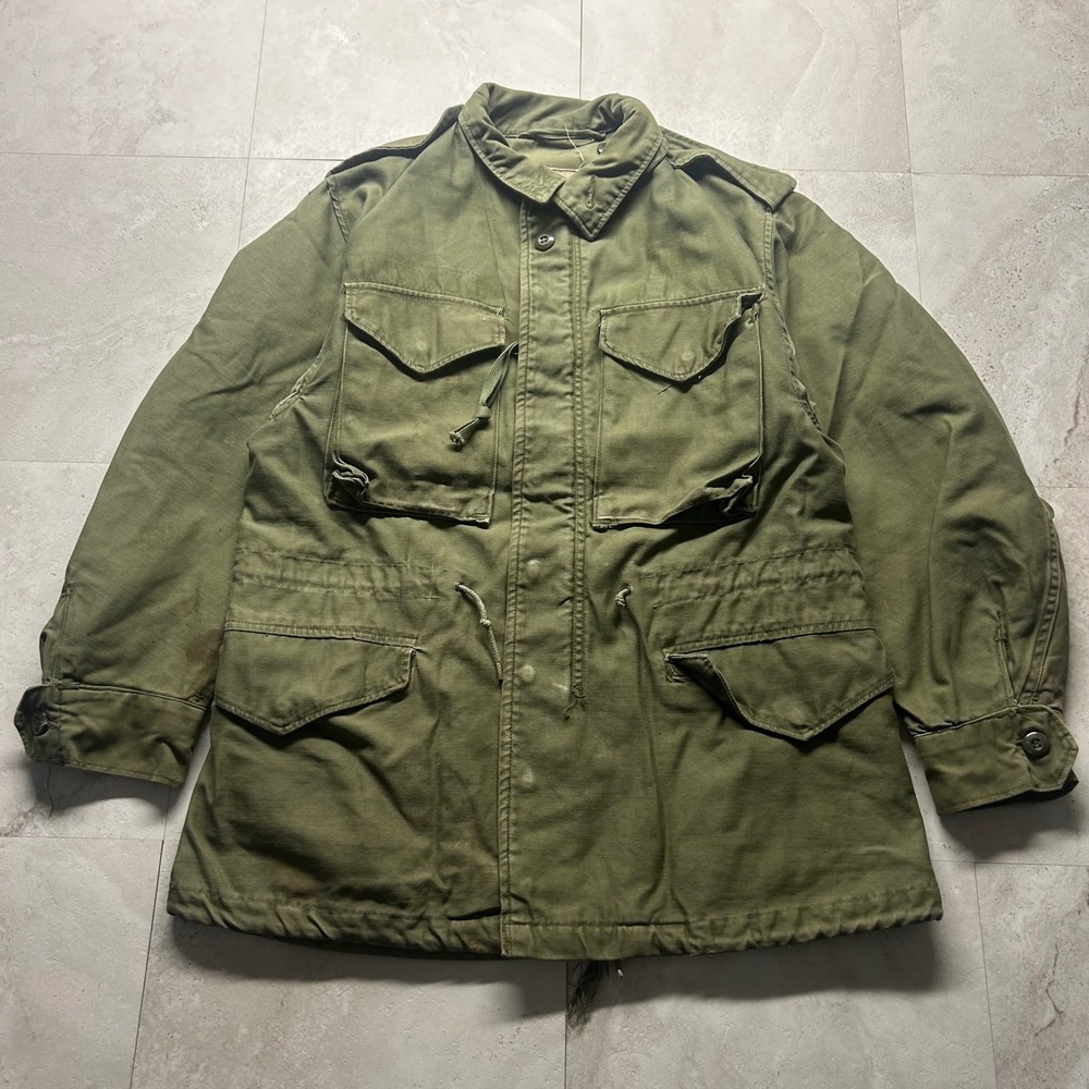 Vintage US Army M-1951 Field Jacket Olive Green Mens Small Short OG-107 M51 Coat